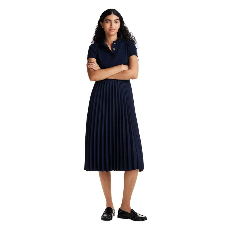 Tommy Hilfiger Gold-Tone Button Slim Midi Polo Dress image number 0